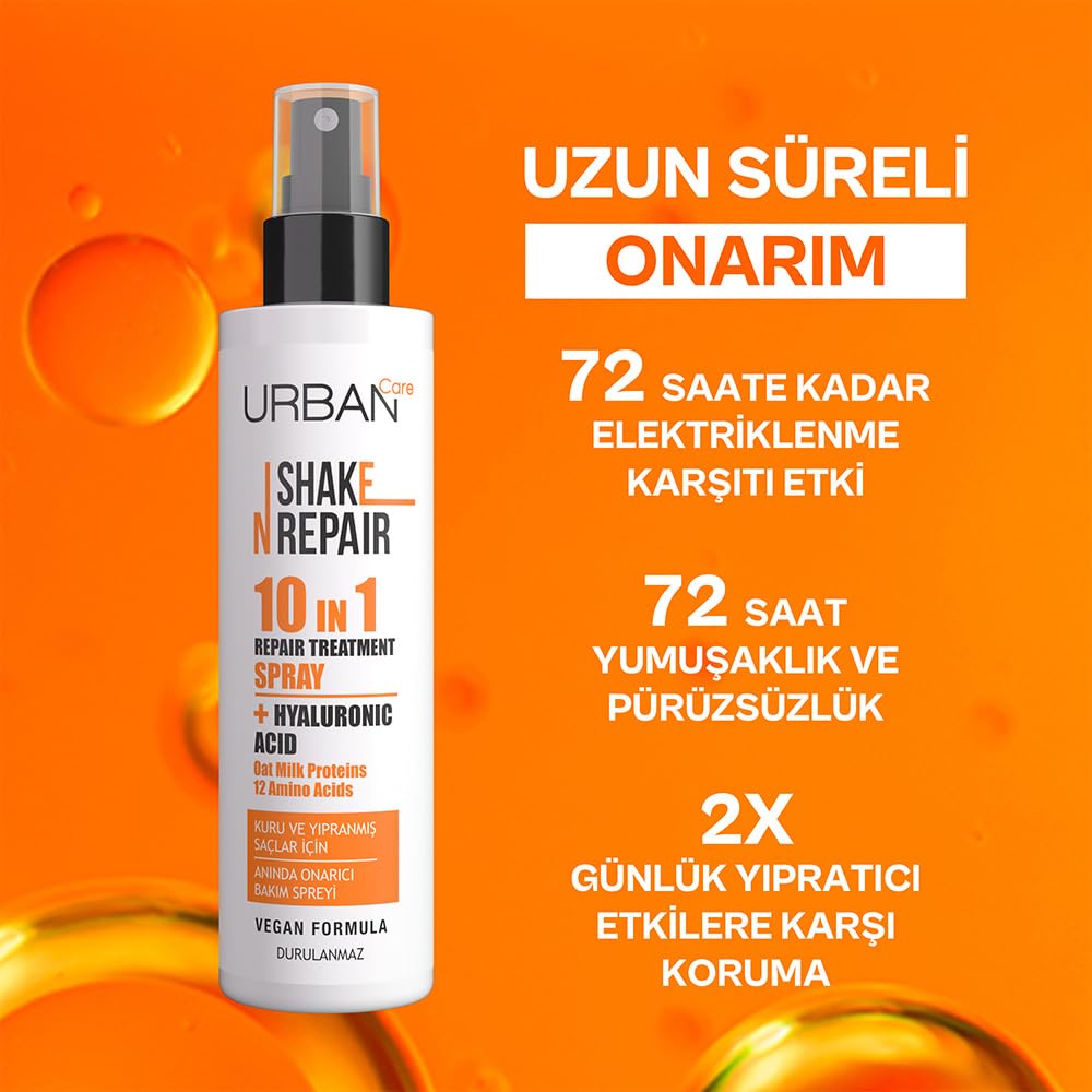 Urban Care Shake N Repair 10-in-1 Onarıcı Etkili Durulanmayan Saç Bakım Spreyi, 200 Mililitre, Vegan