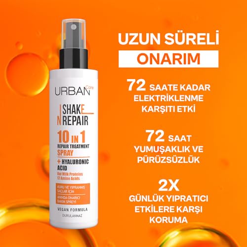 Urban Care Shake N Repair 10-in-1 Onarıcı Etkili Durulanmayan Saç Bakım Spreyi, 200 Mililitre, Vegan