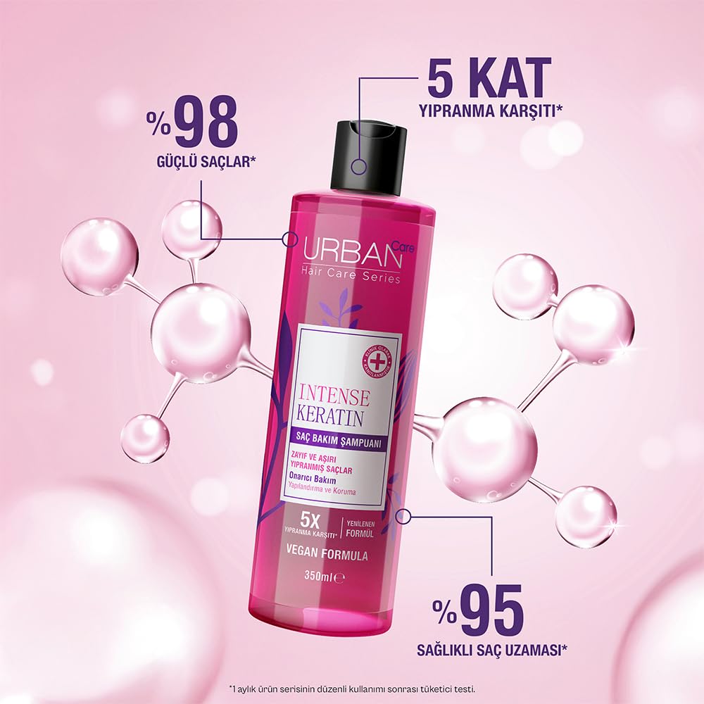 Urban Care Intense Keratin Yoğun Hasar Onarıcı Saç Bakım Şampuanı, 350 Mililitre, Vegan