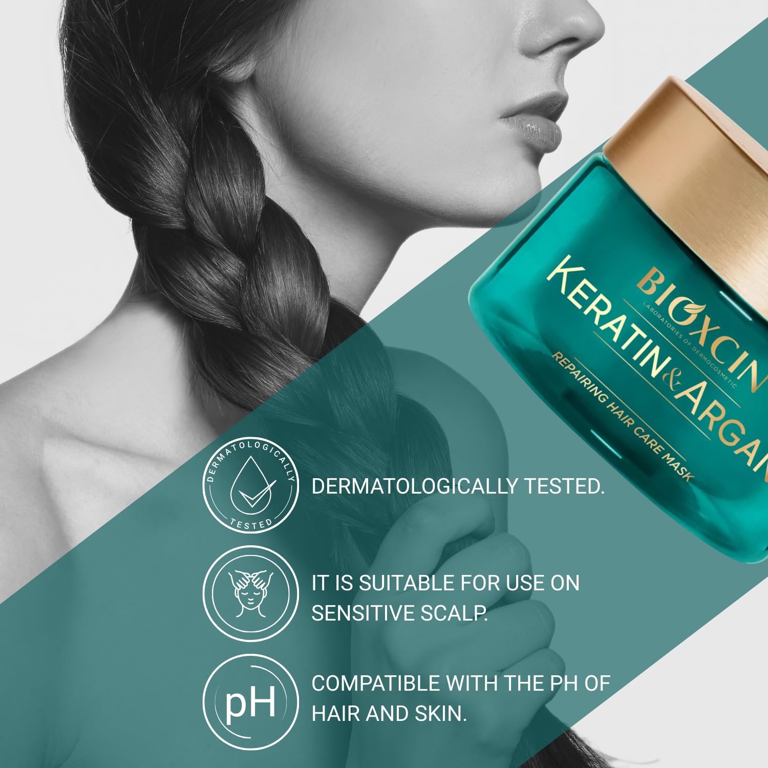 Bioxcin Keratin & Argan Onarıcı Saç Bakım Maskesi 225 ml – Yıpranmış Saçlar İçin Nemlendirici ve Ona