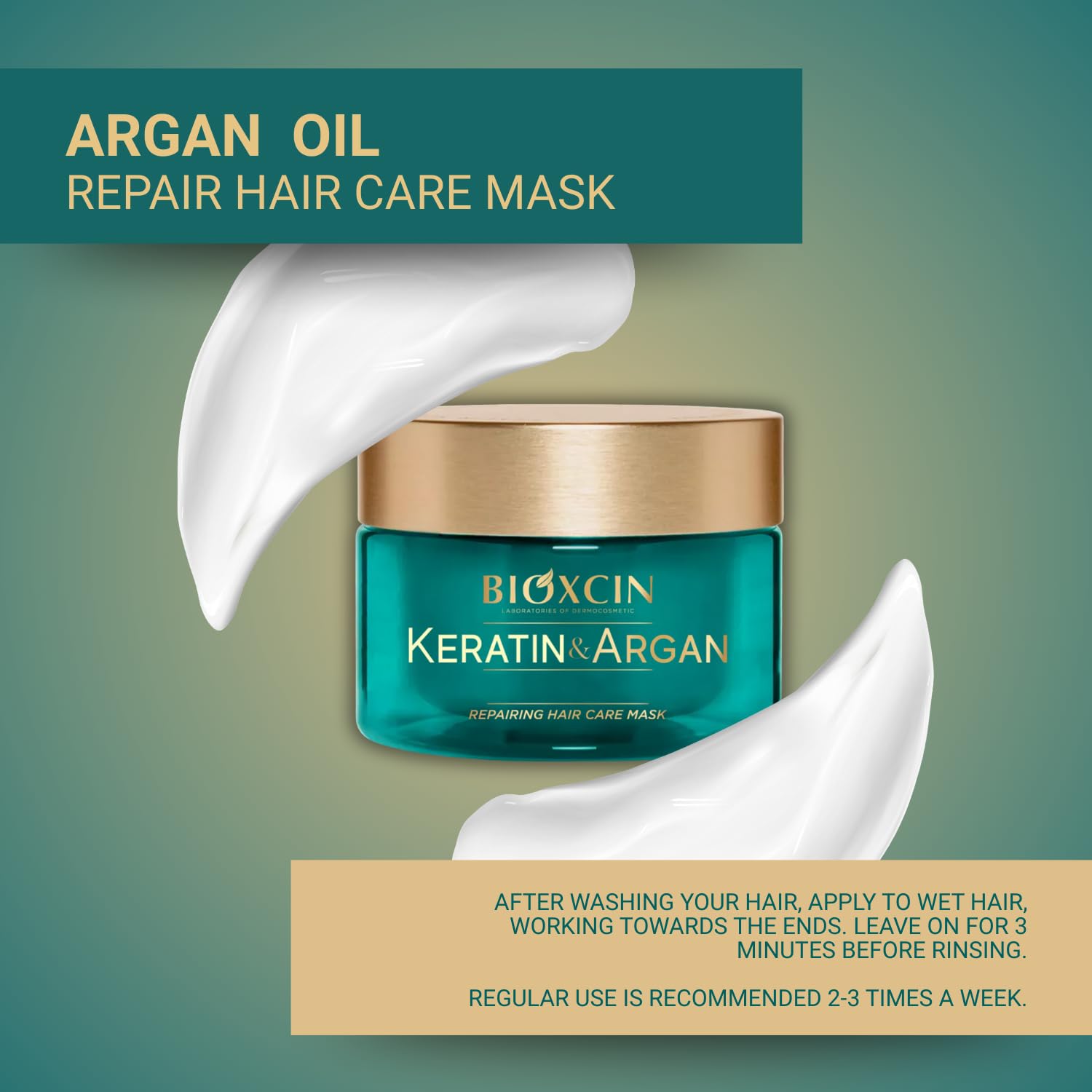 Bioxcin Keratin & Argan Onarıcı Saç Bakım Maskesi 225 ml – Yıpranmış Saçlar İçin Nemlendirici ve Ona