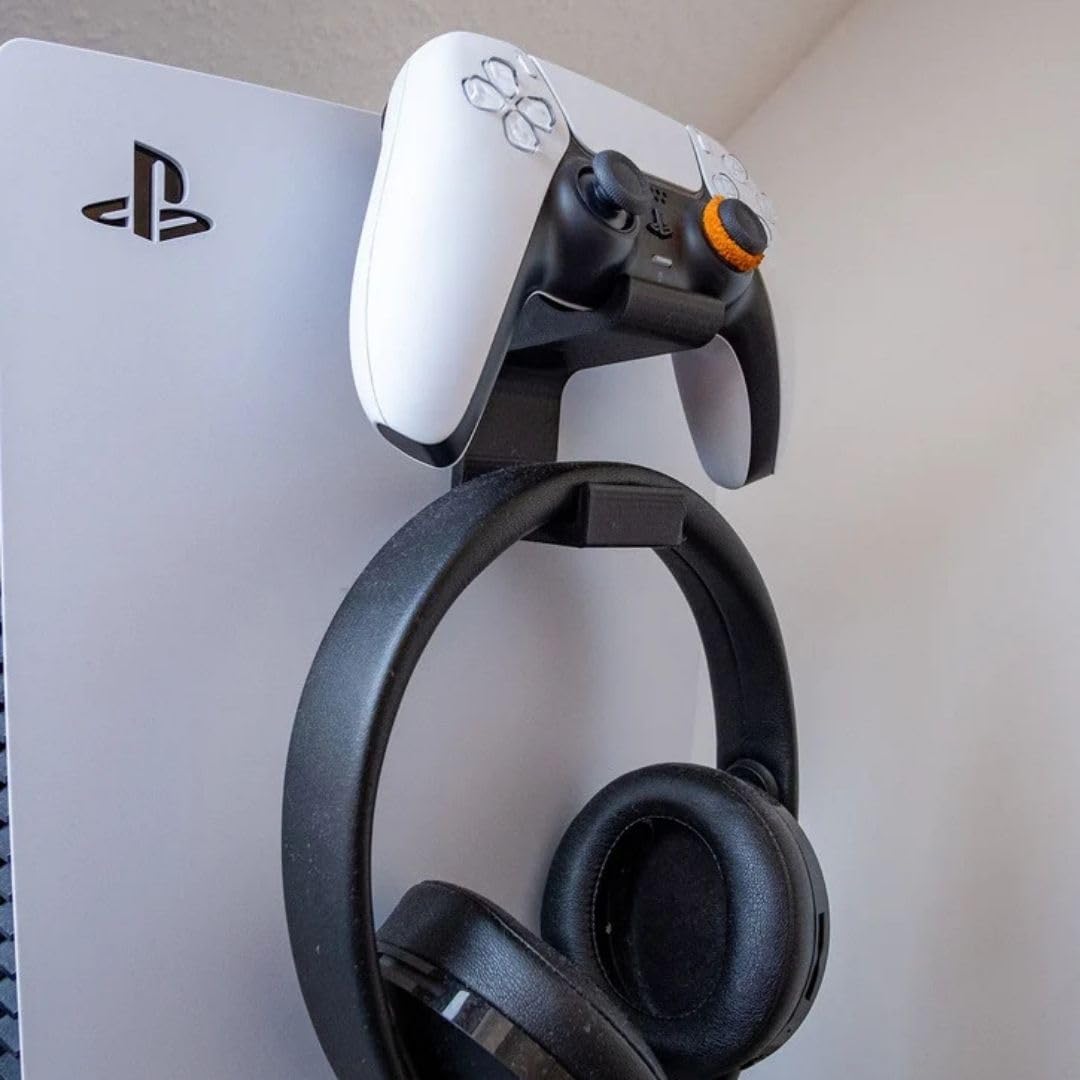 TRAK3D PS5 Kulaklık ve Kol Standı [Minimalist Tasarım] Sony Playstation 5 için, Siyah