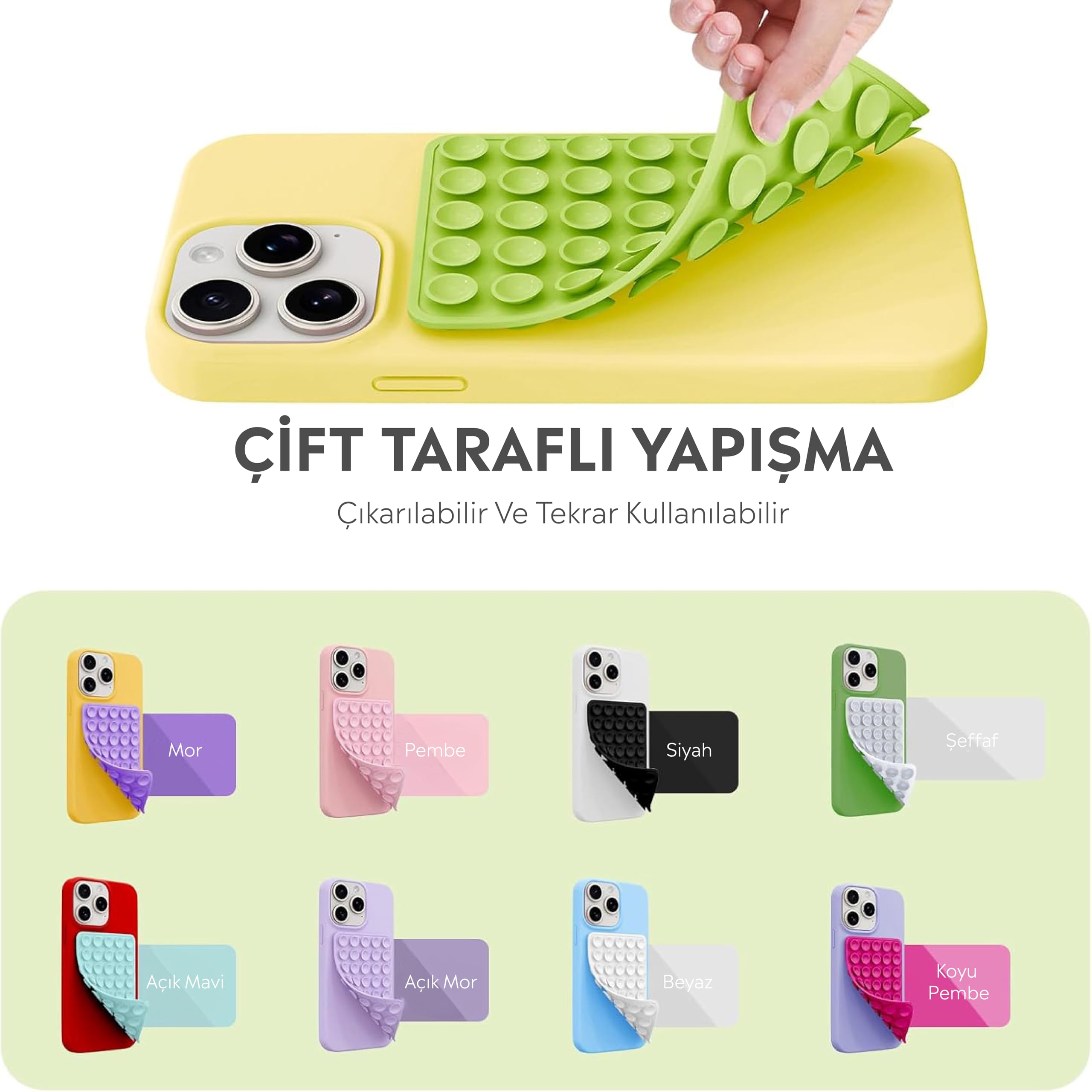 Babilden Telefon Arkasına Yapışan Silikon Vantuzlu Telefon Tutucu, Telefon Kılıfı Tutucu, Tüm Cep Telefonu Modellerine Uygun, Araç Telefon Tutucu, Ahtapot, Vakumlu Telefon Tutucu (Yeşil)