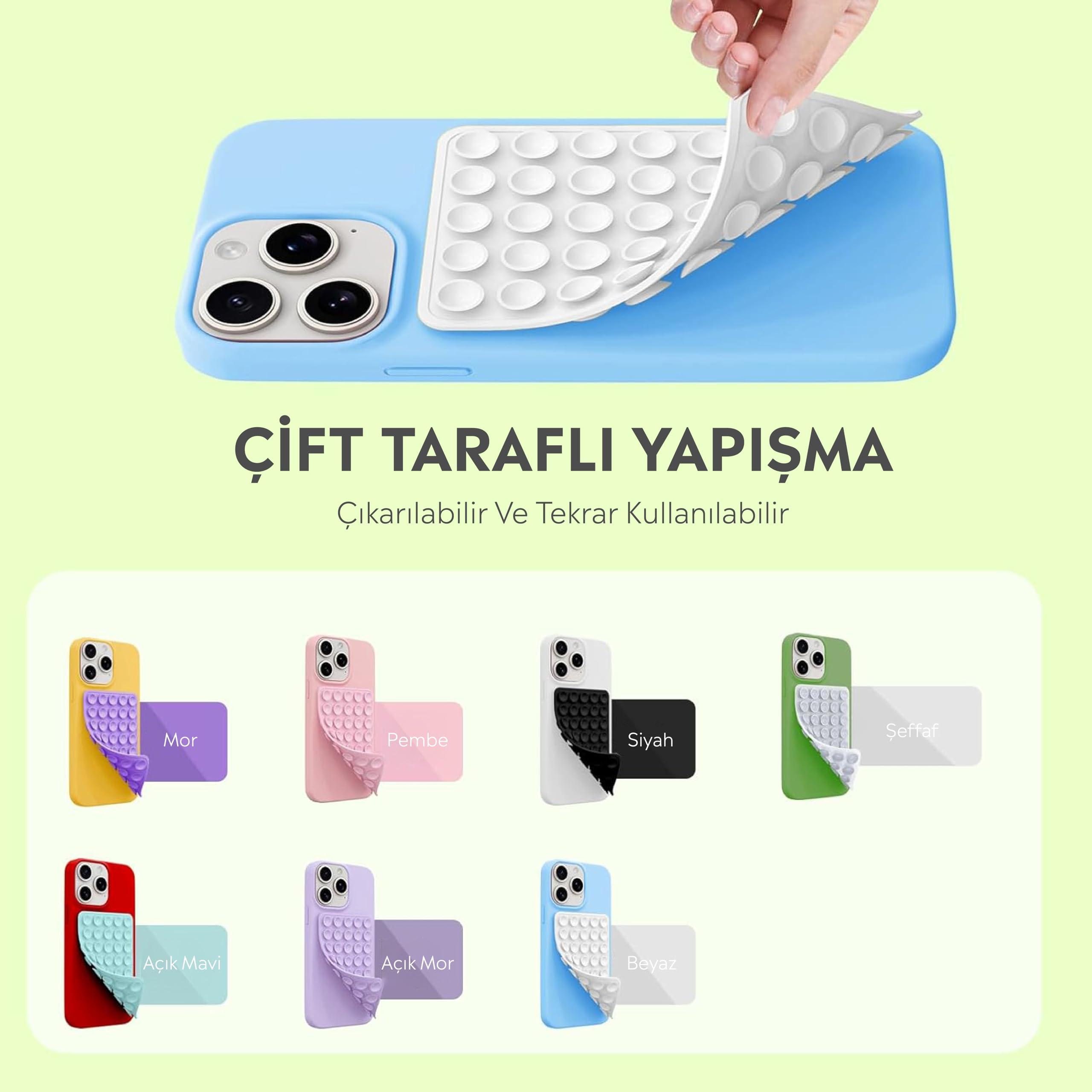 Babilden Telefon Arkasına Yapışan Silikon Vantuzlu Telefon Tutucu, Telefon Kılıfı Tutucu, Tüm Cep Te