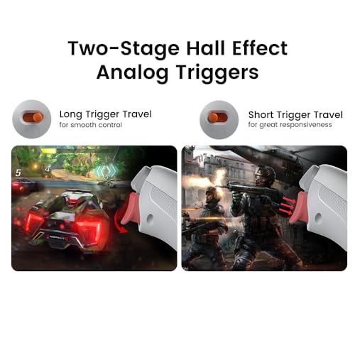 GameSir Nova 2 Lite kablosuz kontrol cihazı, Hall efektli Joysticks & Triggers, 2.4G & Wired 1000 Hz polling rate, makro back butonları, PC GamePad PC/Switch/Steam/iOS/Android ile uyumlu (gri)