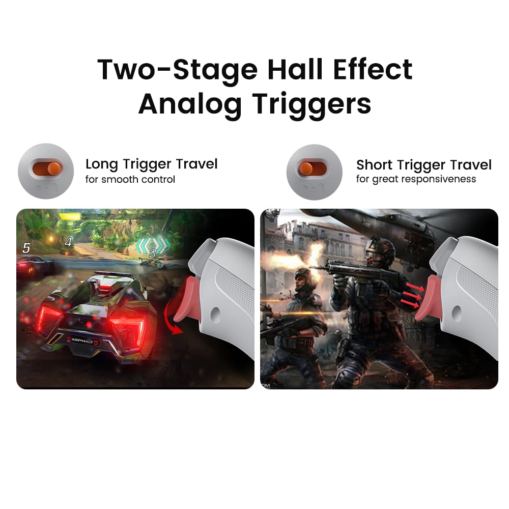 GameSir Nova 2 Lite kablosuz kontrol cihazı, Hall efektli Joysticks & Triggers, 2.4G & Wired 1000 Hz polling rate, makro back butonları, PC GamePad PC/Switch/Steam/iOS/Android ile uyumlu (gri)