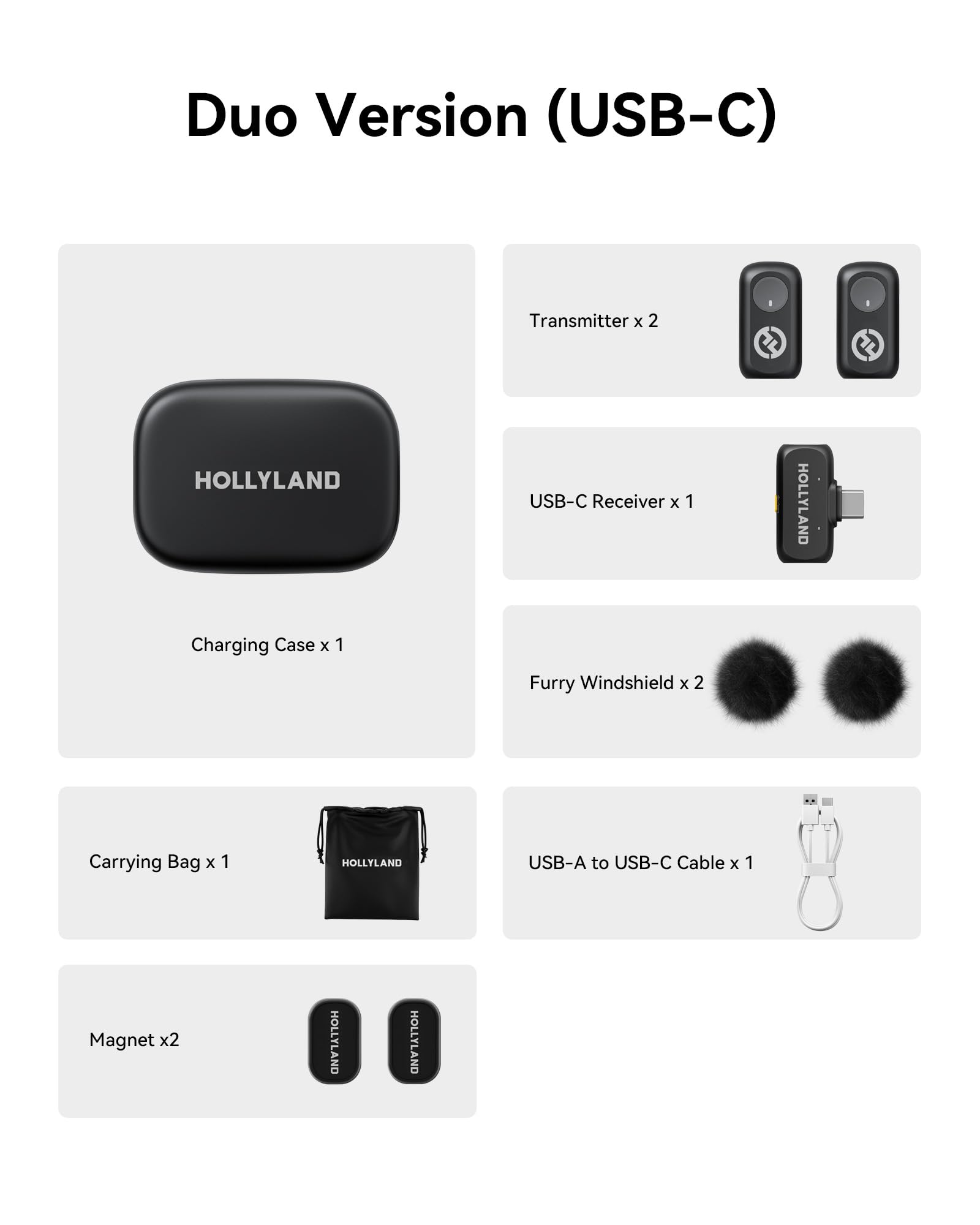 Hollyland LARK A1 Kablosuz Mini Mikrofon, iPhone 15/16 ve Android için, 48 kHz/24 bit, 3 Seviyeli Akıllı Gürültü Engelleyici, YouTube, Podcast, Vlog için Mikrofon (Siyah, 2TX + USB-C RX + Şarj Kılıfı)