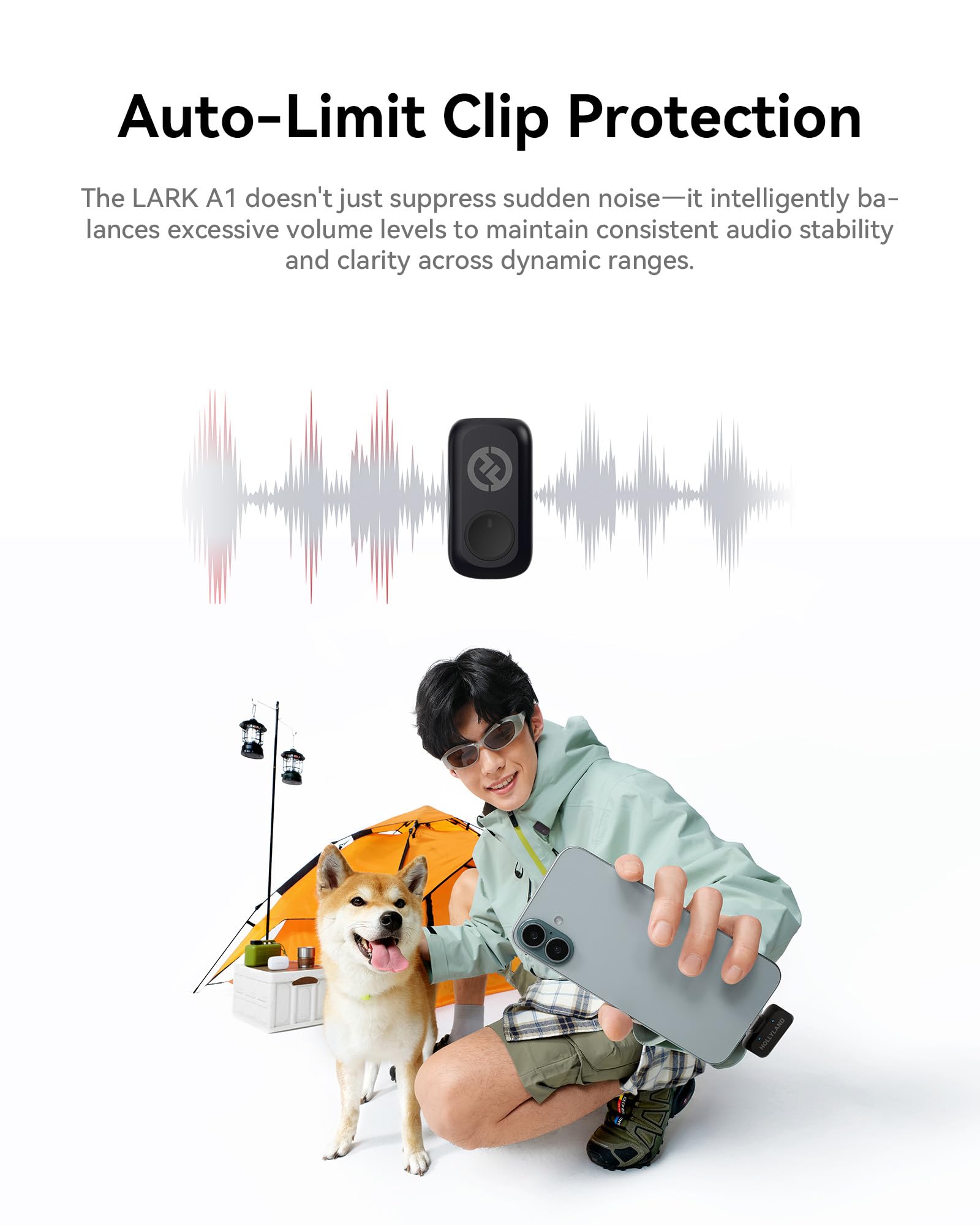 Hollyland LARK A1 Kablosuz Mini Mikrofon, iPhone 15/16 ve Android için, 48 kHz/24 bit, 3 Seviyeli Akıllı Gürültü Engelleyici, YouTube, Podcast, Vlog için Mikrofon (Siyah, 2TX + USB-C RX + Şarj Kılıfı)