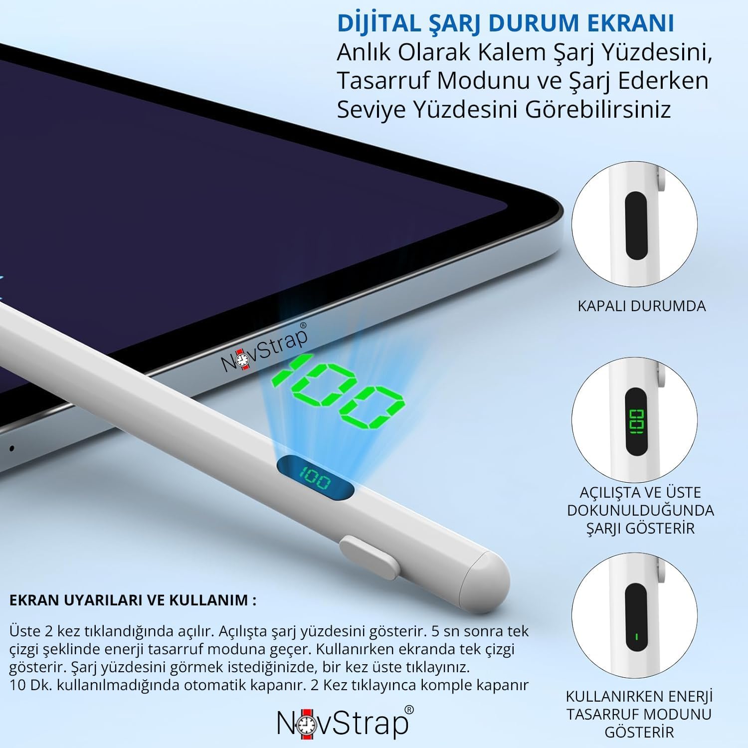 NetDriect IPad stylus Tabletler Için Dokunmatik Kalem Avuç içi Reddetmei Eğim Özelliği Aktif Kalem Özel Yazı Çizim Kalemi Uyumlu iPad Pro/iPad Mini/iPad Air Dijital Ekran ile Birlikte