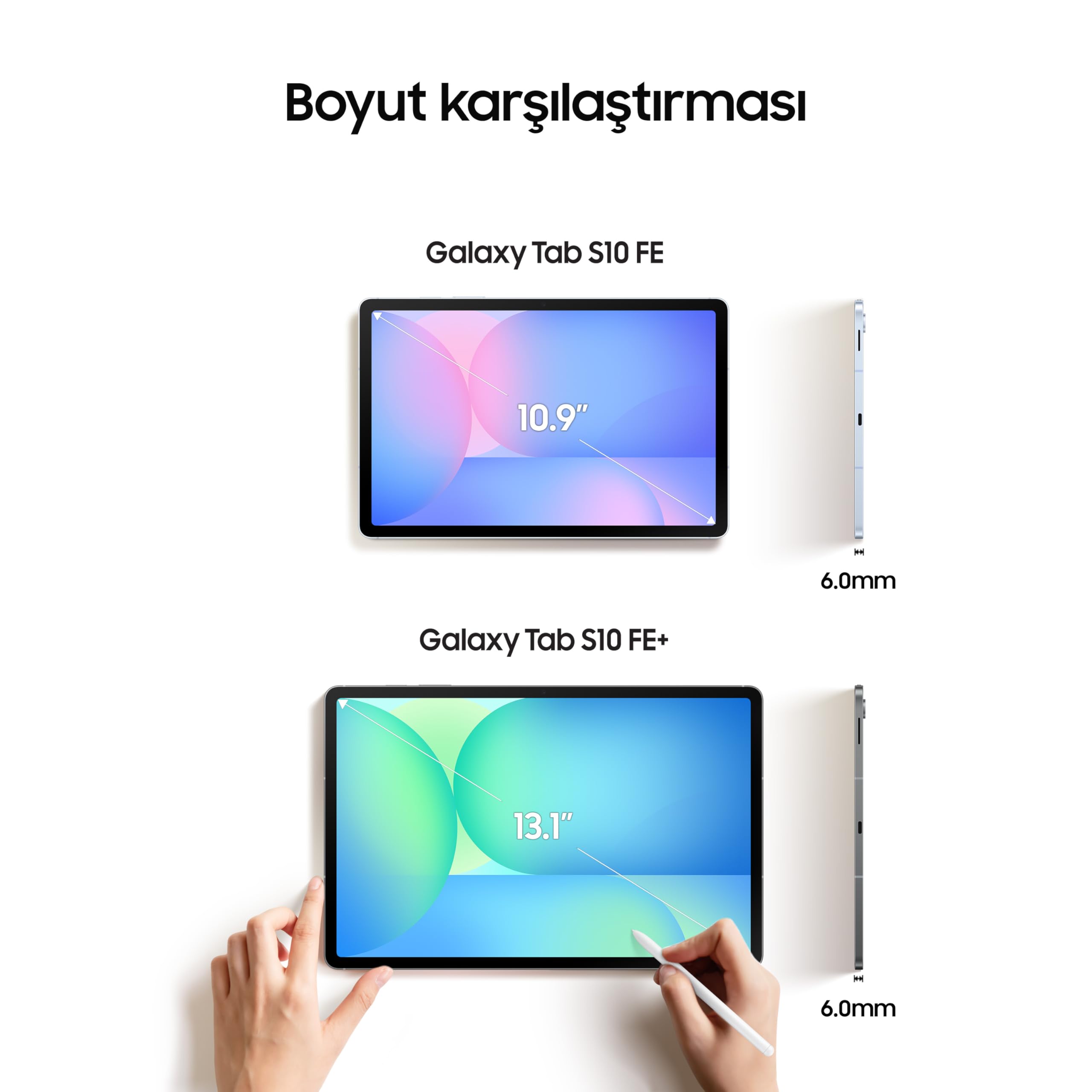 Samsung Galaxy Tab S10 FE, Wi-Fi Android Tablet, 8GB RAM, 128GB Depolama, 10.9 İnç, 90Hz Ekran, S Pen Dahil, IP68, 8000mAh Batarya, Gümüş (Samsung Türkiye Garantili)