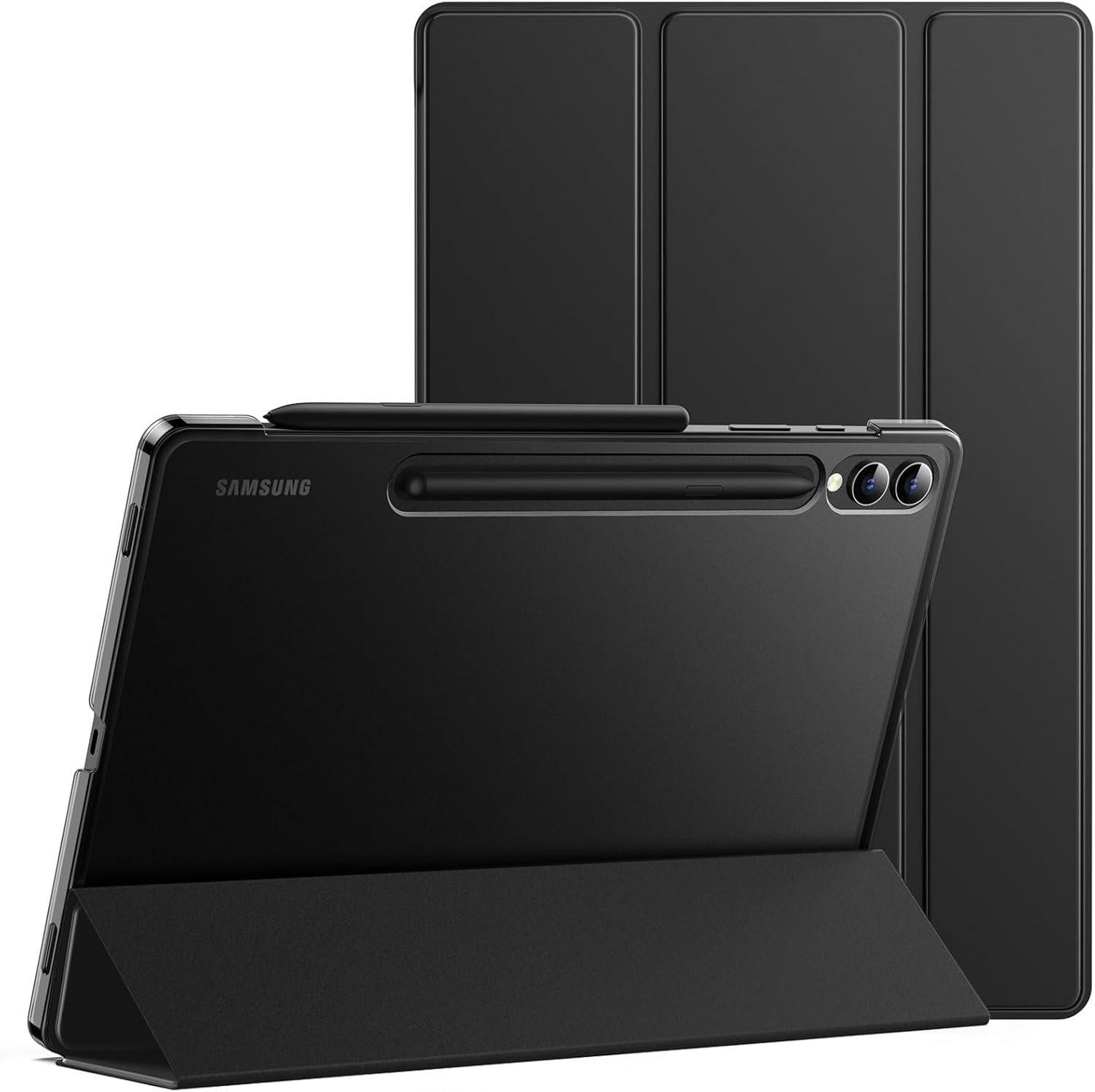 Samsung Galaxy Tab S10 Plus/Tab S9 Plus 12.4 Inç S Pen Tutucu Yumuşak Standı Tablet Kılıfı (Siyah)