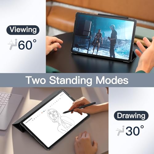Samsung Galaxy Tab S10 Plus/Tab S9 Plus 12.4 Inç S Pen Tutucu Yumuşak Standı Tablet Kılıfı (Siyah)
