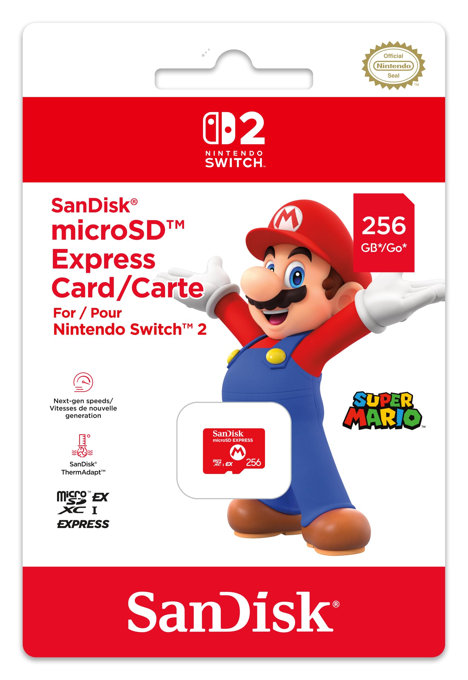 NINTENDO SWITCH 2 MICRO SD CARD SANDISK - MARIO 256GB