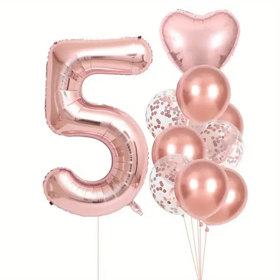 Rose Gold kalpli 5 Yaş Folyo Balon Set