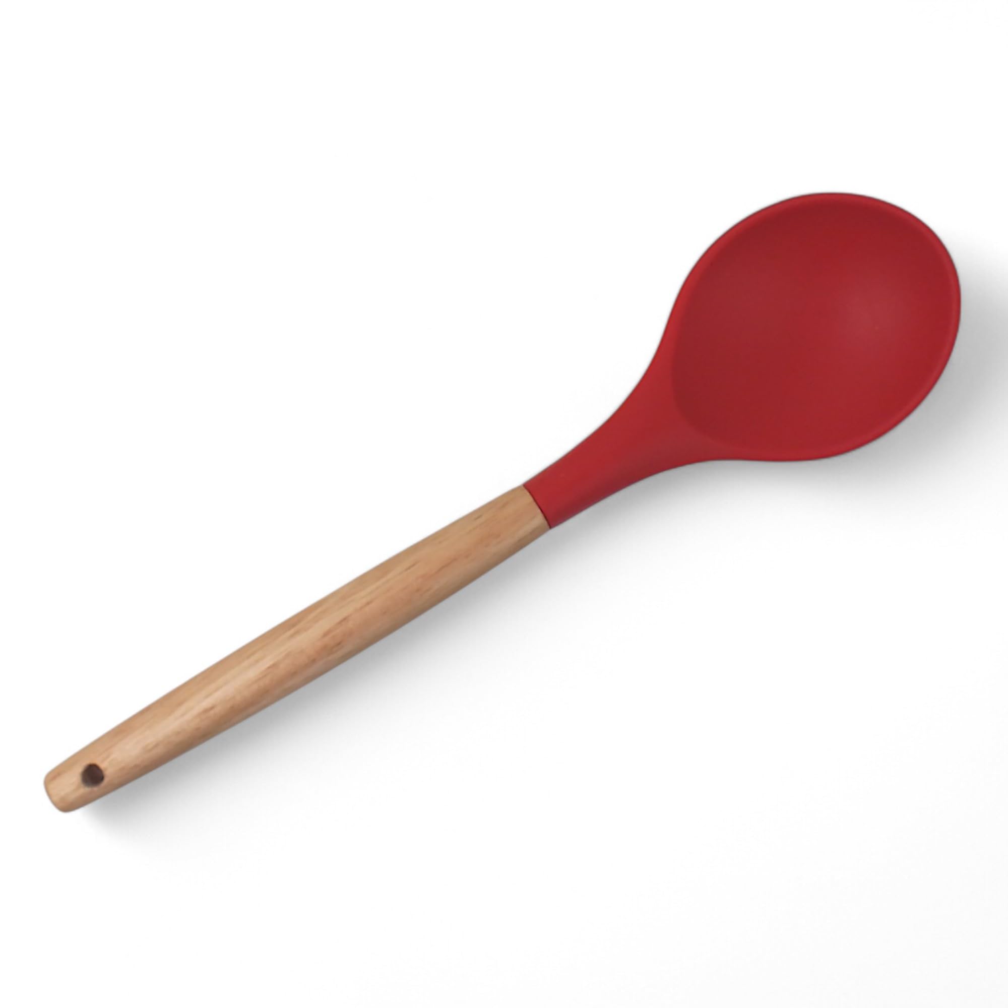 Deconox Bambu Saplı Silikon Servis Kaşığı, Bambu Uzun Silikon Servi Kaşığı 28cm 3 Renk Seçenekli, Ye