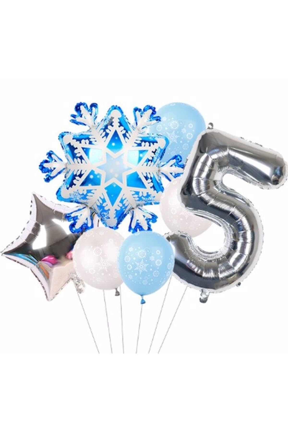 Parti Station Frozen Elsa Kar Tanesi Snowflake Temalı 5 Yaş Balon Seti Doğum Günü Dekorasyonu