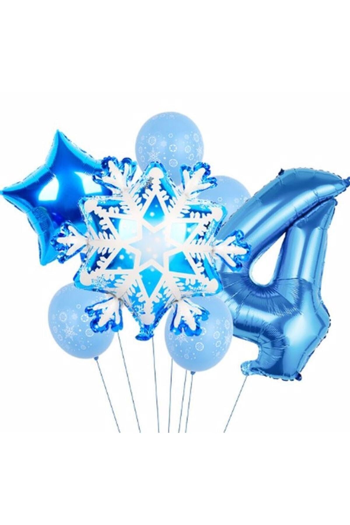 Parti Station Frozen Kar Tanesi Snowflake Temalı 4 Yaş Balon Seti Doğum Günü Dekorasyonu PSKISMBBS