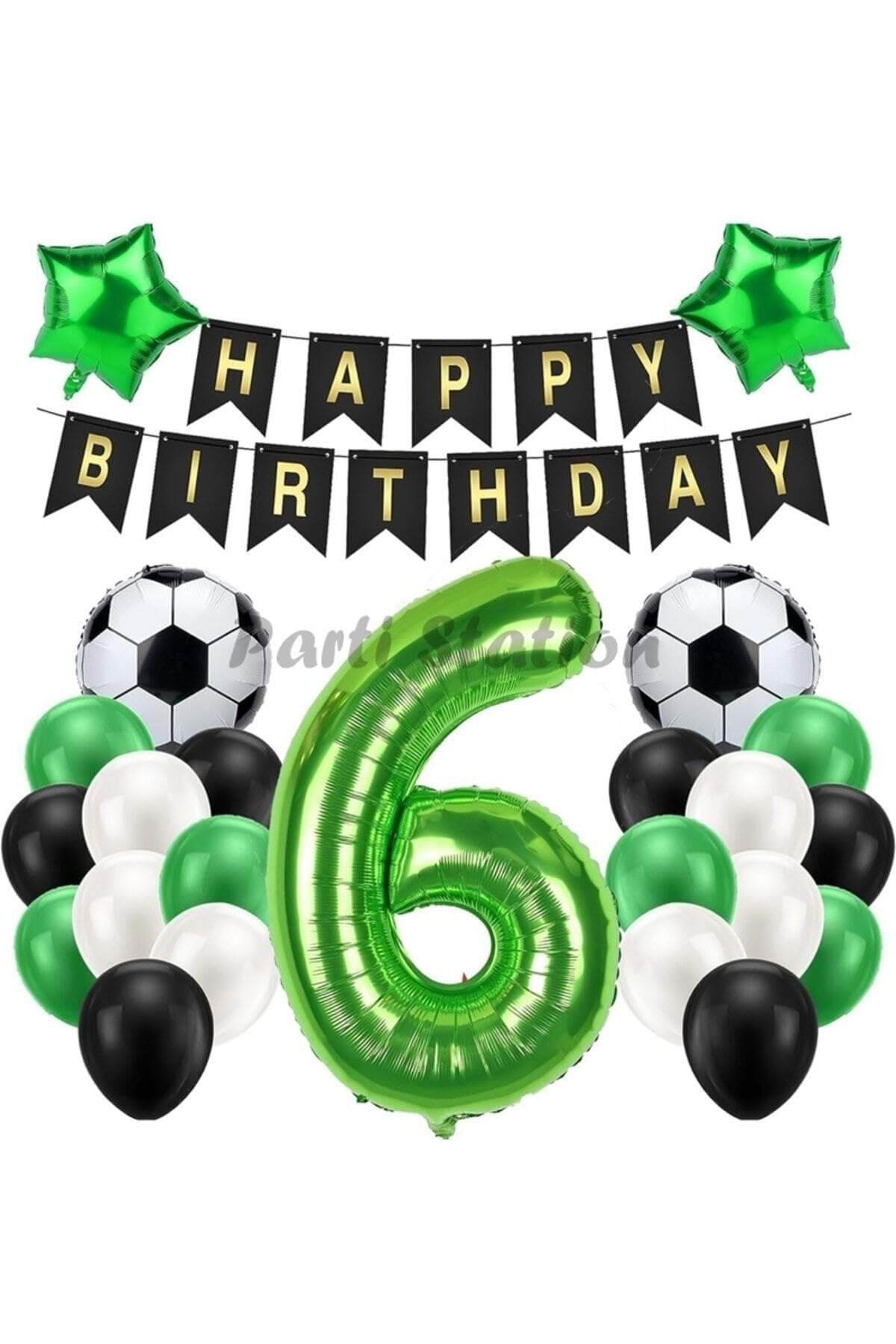Parti Station Futbol Yeşil 6 Yaş Doğum Günü Balon Set PSYSLFUTBOL