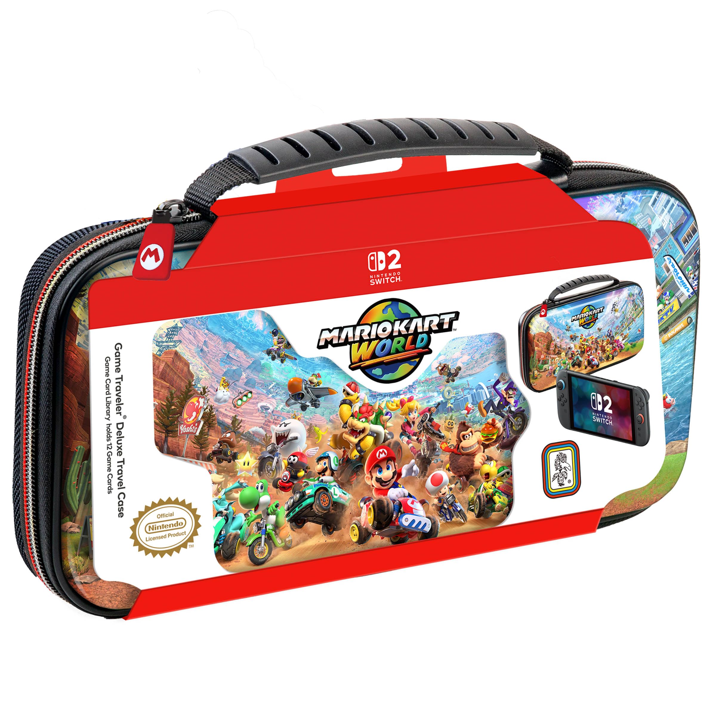 RDS - Lisanslı Nintendo Switch 2, Nintendo Switch OLED ve Nintendo Switch Sistemleri Mario Kart Game Traveler Deluxe Seyahat Çantası - Sistem, Kart Kılıfları ve Oyun Kartları Tutar