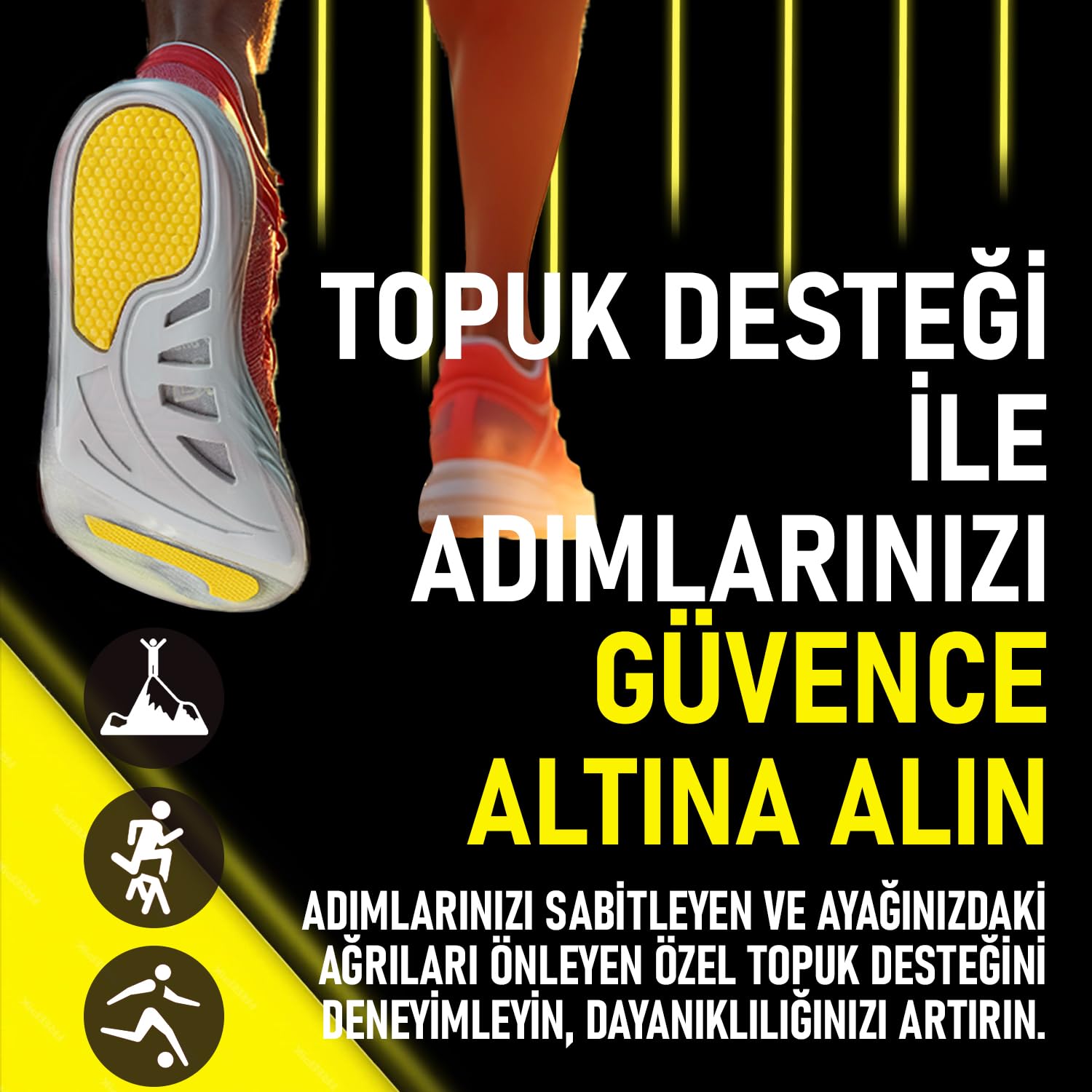 Exland Spor Ortopedik Koşu, Yürüyüş Jel Tabanlığı Kemer ve Metatarsal Destekli, Darbe Emici Jel İç Tabanlığı (L (40-44))