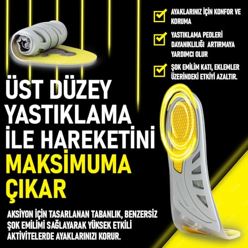 Exland Spor Ortopedik Koşu, Yürüyüş Jel Tabanlığı Kemer ve Metatarsal Destekli, Darbe Emici Jel İç Tabanlığı (S (35-39))