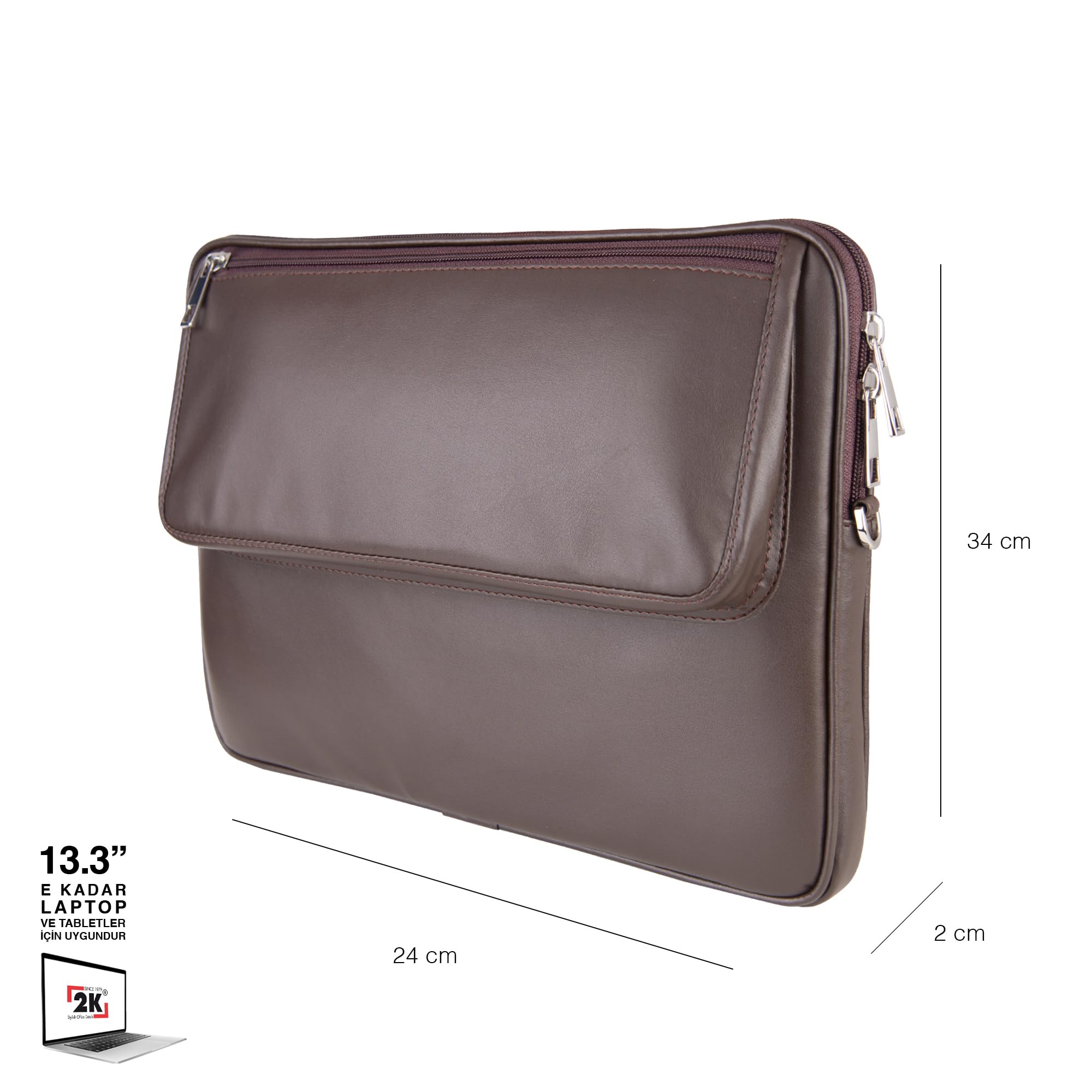 2K S.Deri Laptop Çantası,Tablet Çantası,13.3'' inç,Vegan,Omuz ve Valiz Askılı,Aksesuar ve Evrak Cepl