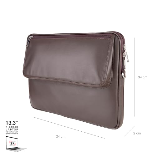 2K S.Deri Laptop Çantası,Tablet Çantası,13.3'' inç,Vegan,Omuz ve Valiz Askılı,Aksesuar ve Evrak Cepl