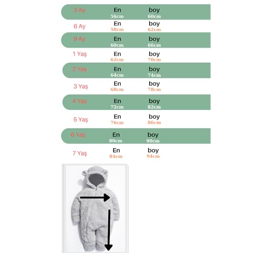 Kız Erkek Bebek Ve Çocuk Kapüşonlu Peluş Ayıcık Tulum (Gri, 3 ay)
