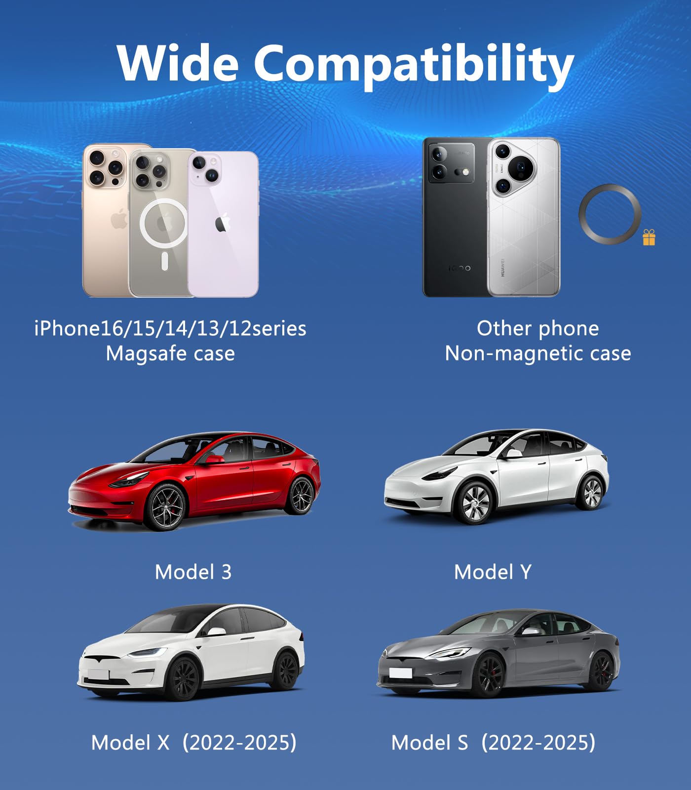 DICMKY Tesla telefon montaj Tesla Model Y/3 2026 2025 2024 2023 2022, 360 ° döner araba aksesuarları için Tesla ekran manyetik telefon tutucu standı, (Tesla Model Y (Juniper)/3 (Highland)/X/Cybertruck