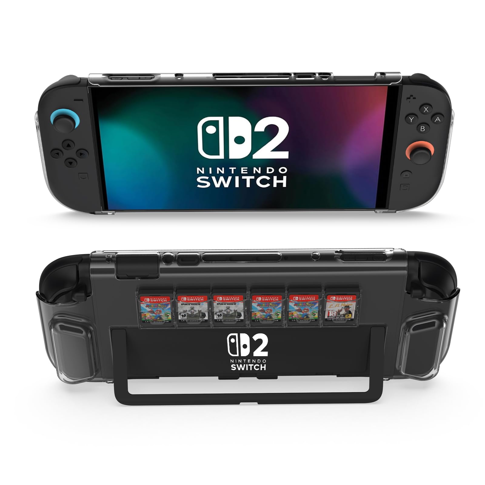 Nintendo Switch 2 için ByDiffer Temiz Kasa, 6 Oyun Kartları ile Uyumlu Sert PC Kapağı Koruyucu Kasa, Şeffaf