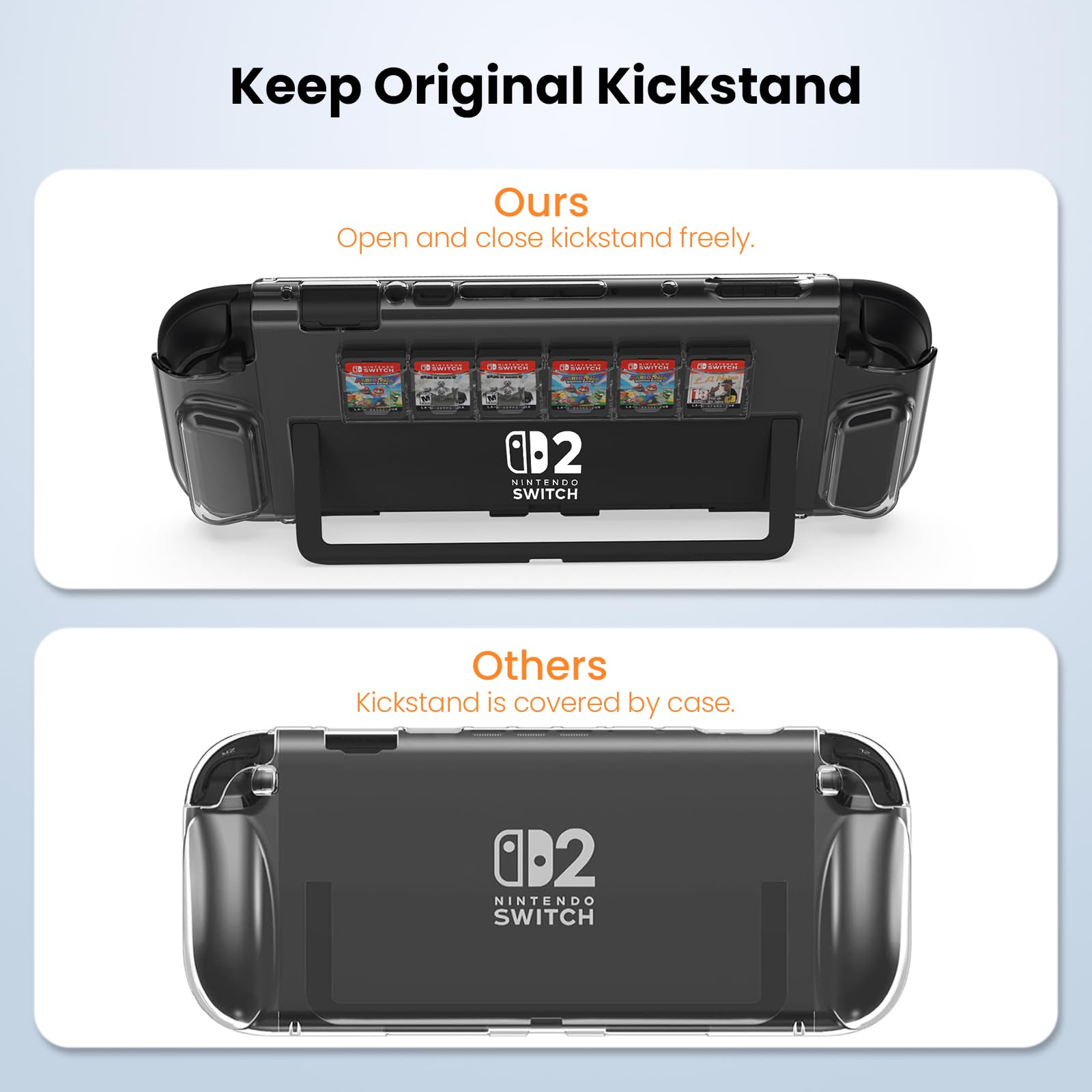 Nintendo Switch 2 için ByDiffer Temiz Kasa, 6 Oyun Kartları ile Uyumlu Sert PC Kapağı Koruyucu Kasa, Şeffaf