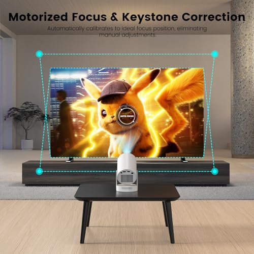 [Elektrikli Odak] 4K Destekli Mini Taşınabilir Projektör, Bluetooth 5.4 WIFI6, 5watt Ses Tabanlı Hoparlör, 260 ANSI, Android 11, 210° Döndürme, Otomatik Keystone Düzeltme Video Projektörü HY300 PLUS