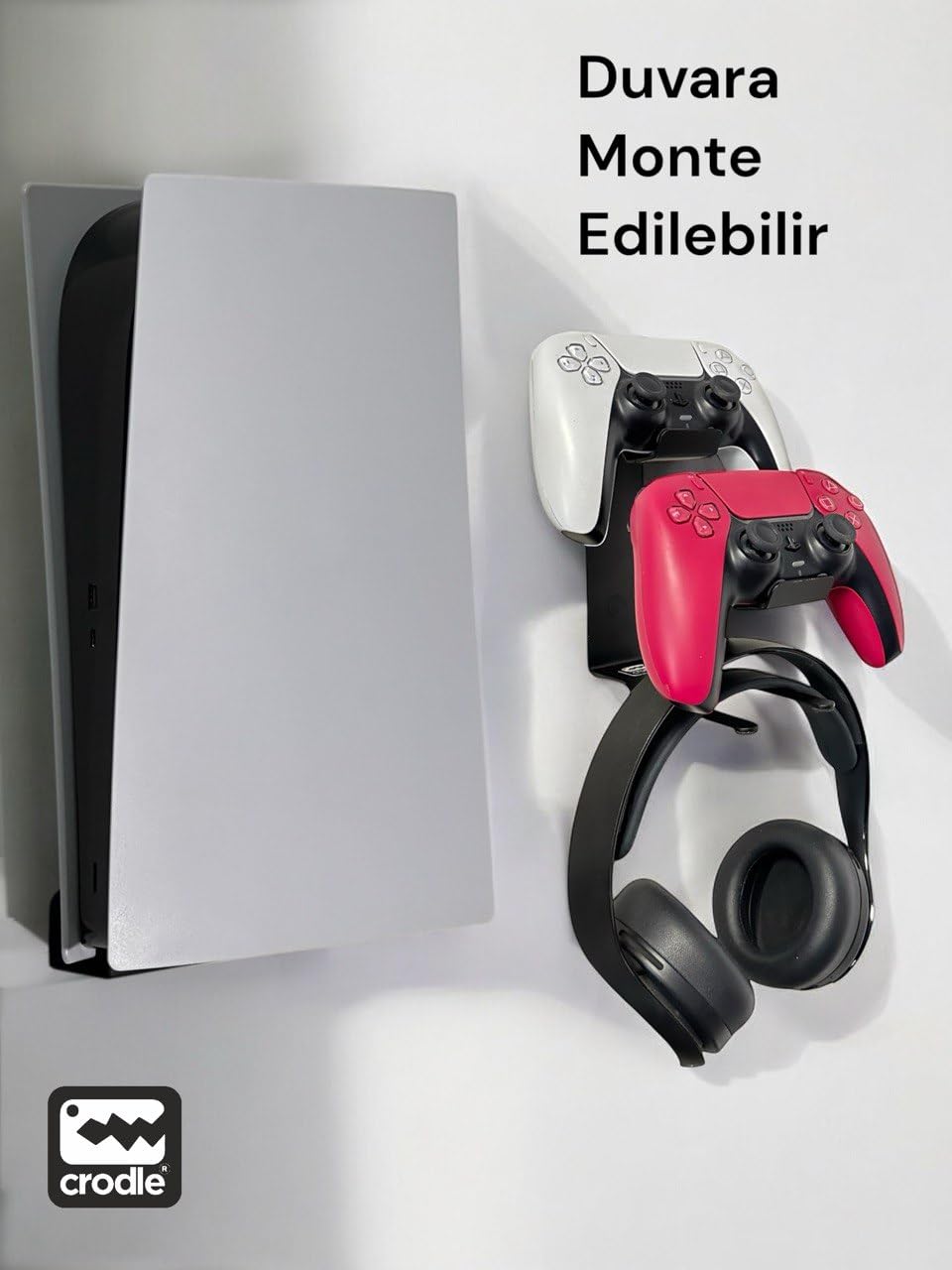 Duvara Monte Edilebilen Masaüstü Metal Siyah Gaming Ps4 Ps5 Xbox Joystick Controller Tutucu Ve Kulak