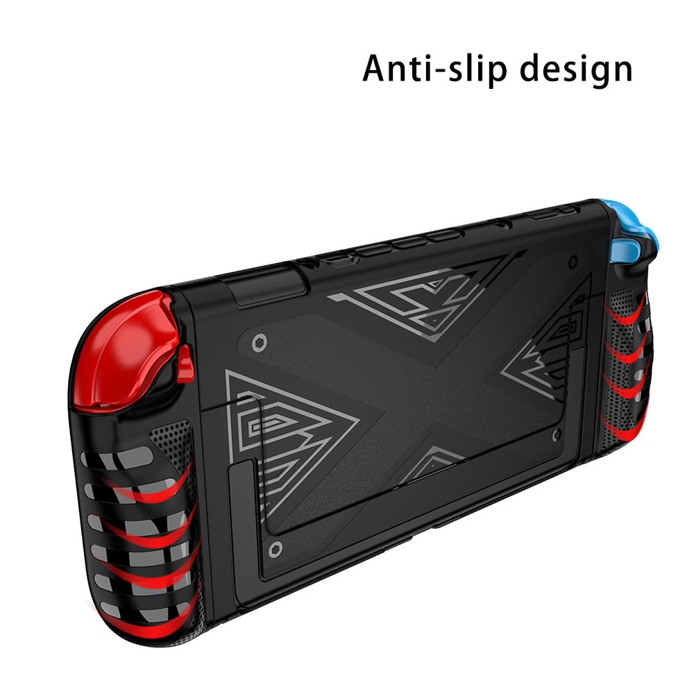 QJONSIU Nintendo Switch 2 için Kılıf, Kickstand ile Yumuşak TPU Kılıf, Nintendo Switch 2 için Çizilmez Koruyucu Case-Siyah