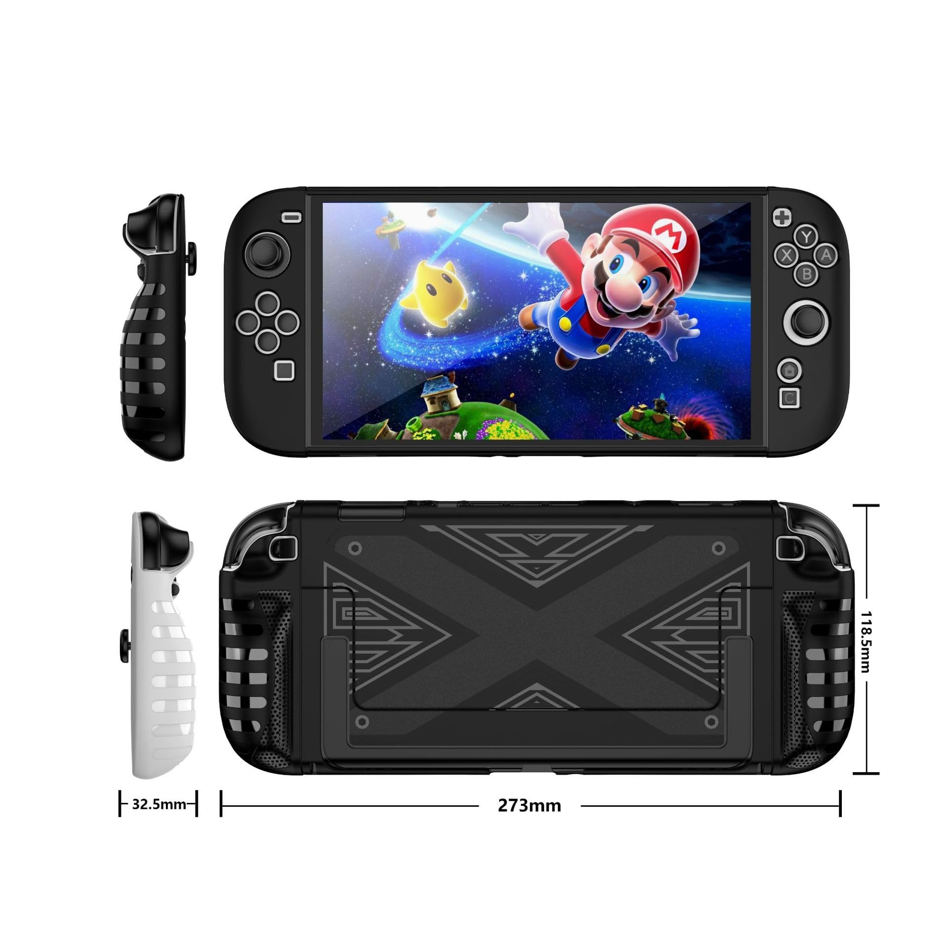 QJONSIU Nintendo Switch 2 için Kılıf, Kickstand ile Yumuşak TPU Kılıf, Nintendo Switch 2 için Çizilmez Koruyucu Case-Siyah