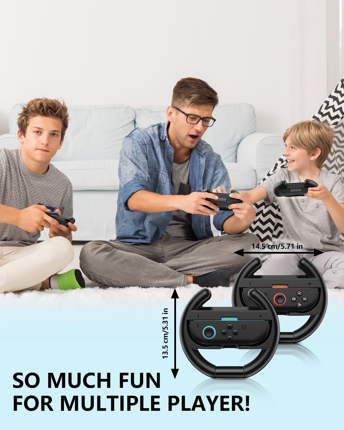 Switch Steering Wheels for Nintendo Switch 2 JoyCon Controllers, Switch 2 Racing Wheels for Mario Kart World/ 8 Deluxe, Switch Driving Wheel Grip for Joy-Con 2 Controller Accessories-Black (2 Pack)