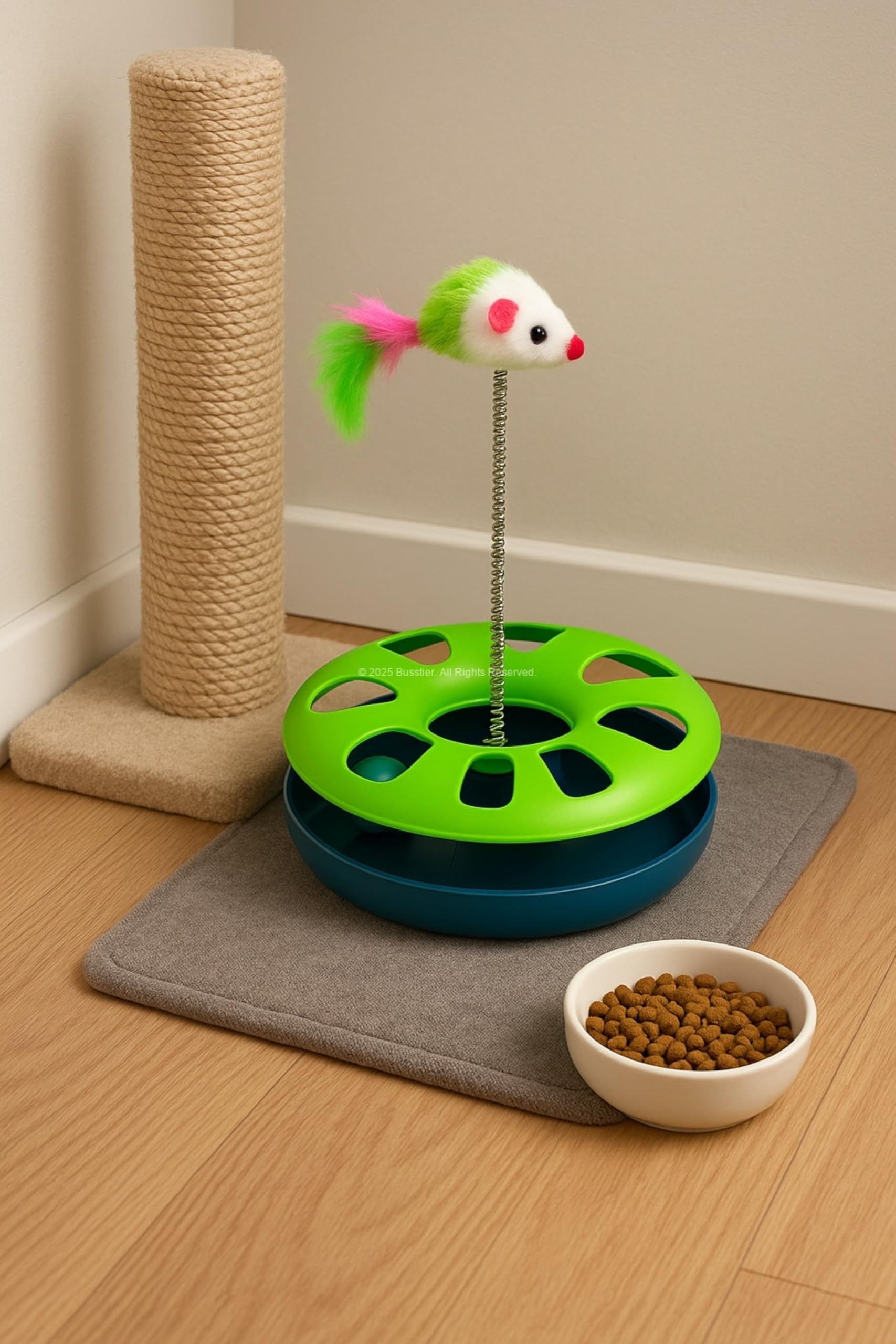Busstier Kedi Oyuncak Seti, Yaylı Tüylü Toplu Kedi Eğlence İstasyonu, Dönerek Hareket Eden Toplu Kedi Oyun Alanı, Dayanıklı Malzeme, İç Mekan Aktivite Oyuncağı, Kediler İçin Egzersiz ve Eğlence