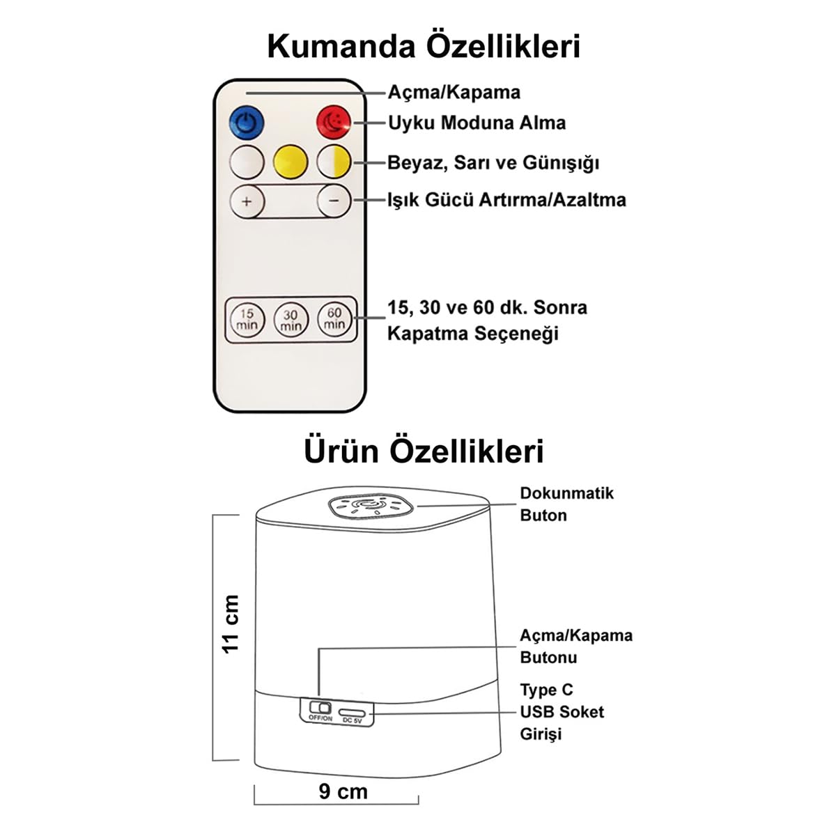 Greentech Masaüstü Şarjlı LED Aydınlatma - Gece Lambası/GT-CL09