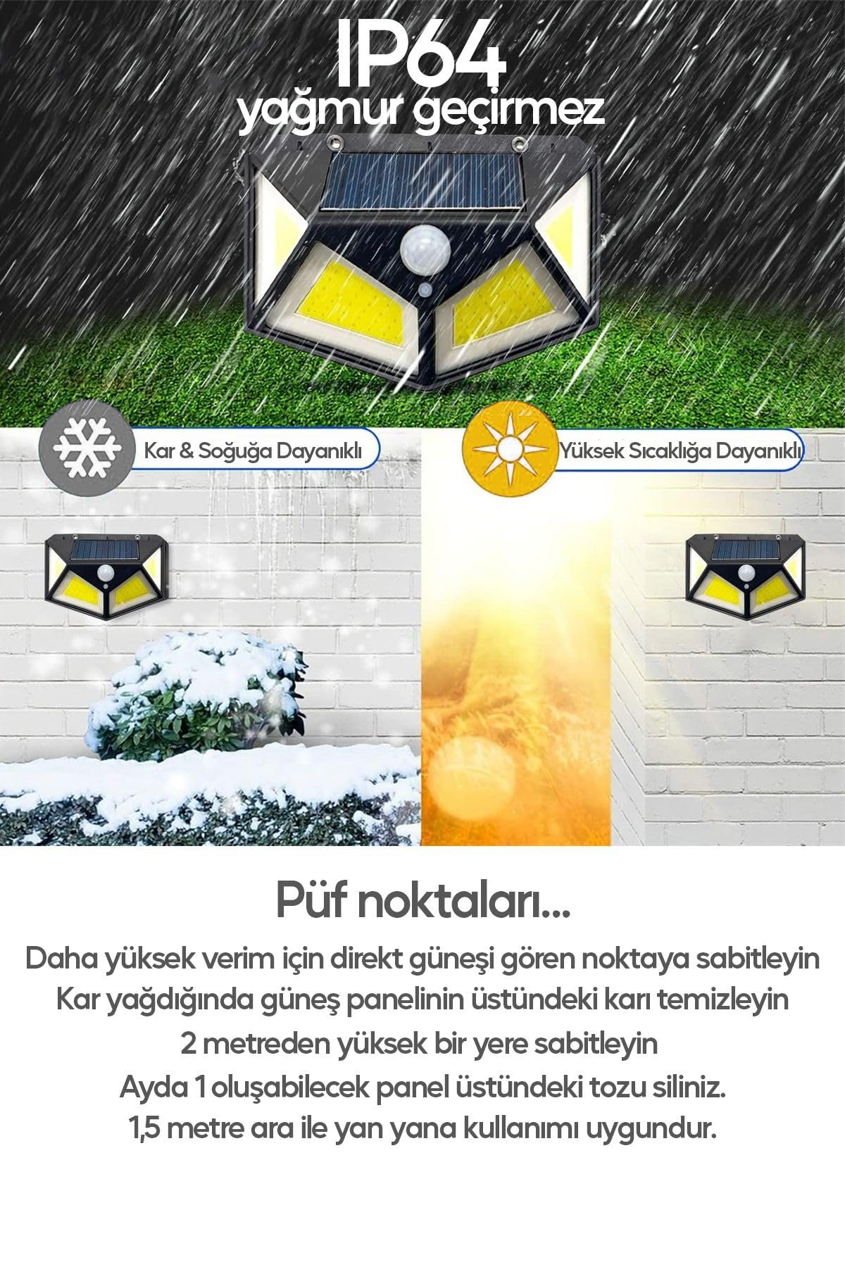 Coverzone Harekete Sensörlü Solar Enerjili Işık Bahçe Işıklandırmak için Lamba Dış Mekan için Uygun Güneş Enerjili Aydınlatma Piknik Kamp Tatil için Bahçe, Havuz Kenarı Aydınlatması BK-100B COB