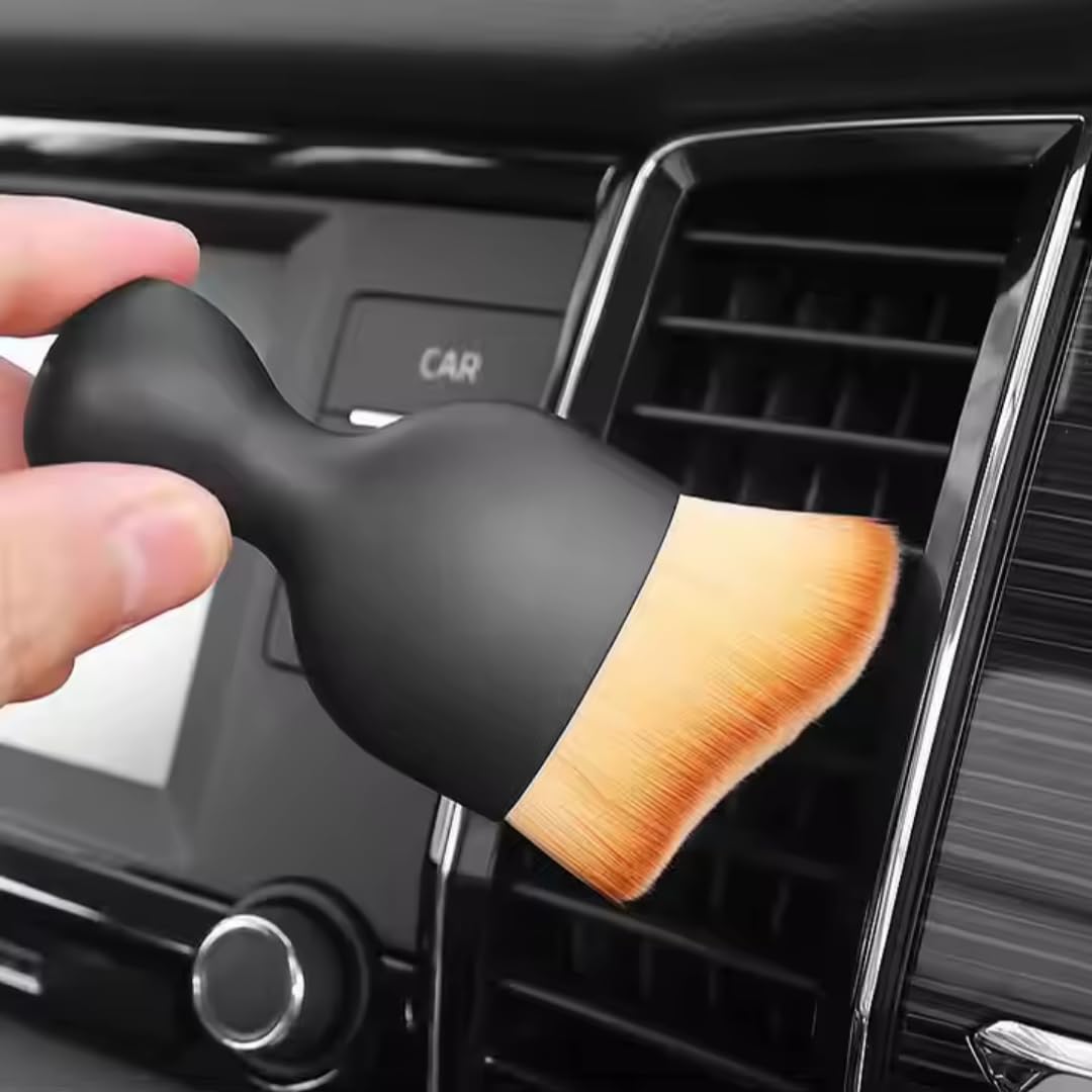 Araç İçi Temizlik Fırçası, Yumuşak Kıllı Oto Detay Temizlik Fırçası, Taşınabilir Ergonomik Tasarım, Havalandırma ve Torpido temizliği (Koruma Kutulu)