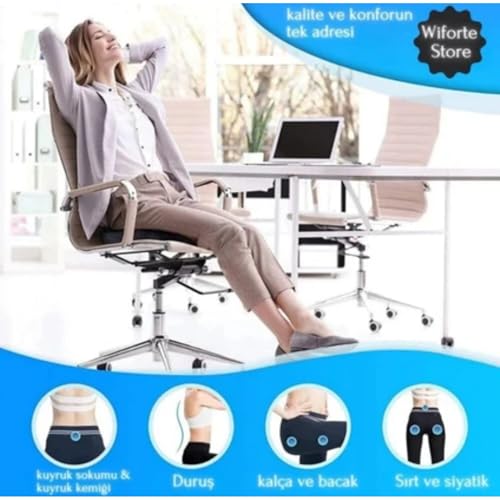 Wiforte Ortopedik Sırt ve Oturma Destek Minderi Seti – Visco Bel Yastığı ve Kuyruk Sokumu Destekli Oturma Minderi | Ofis, Araç ve Ev Kullanımı Için Ergonomik Konfor Seti