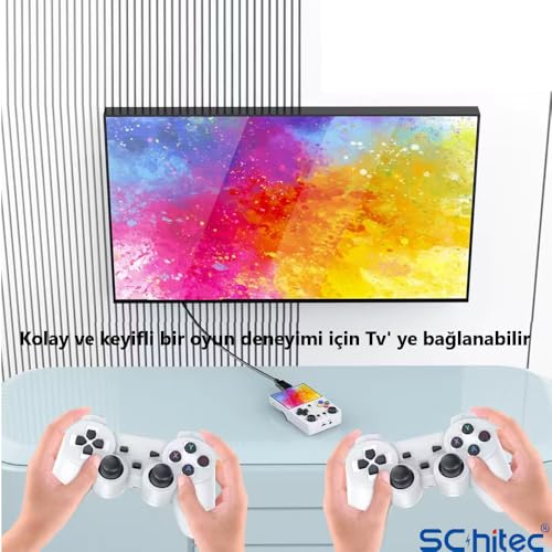 ScHitec 3.5 Inç Mini HDMI Çıkışlı Taşınabilir Retro Oyun Konsolu 20000+ Oyunlu El Atari 64Gb Mor
