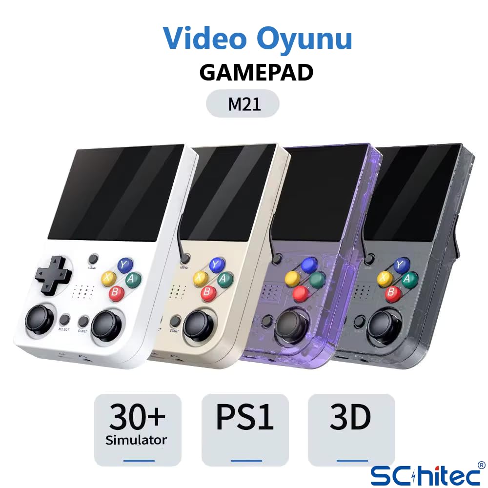ScHitec 3.5 Inç Mini HDMI Çıkışlı Taşınabilir Retro Oyun Konsolu 20000+ Oyunlu El Atari 64Gb Mor
