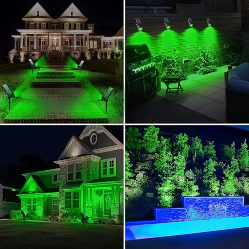 Forlife Yeşil 18 LED Spot Güneş Enerjili Bahçe Aydınlatma Lambası, Fotoselli, Spike Aplik, 18W Su Geçirmez Dış Mekan Solar Lamba, Ağaç, Veranda, Garaj, Havuz, Duvar Ve Zemin Montajına Uygundur 42 CM
