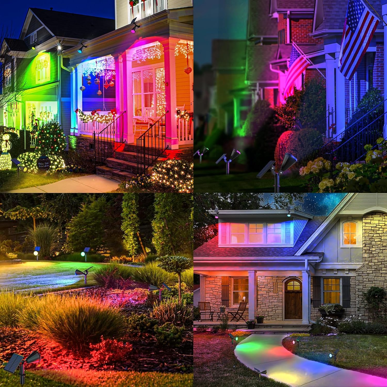 Forlife 7 Renk RGB 18 LED Spot Güneş Enerjili Bahçe Aydınlatması, Fotoselli, Aplik, 18W, Su Geçirmez Dış Mekan Solar Lamba, Duvar Ve Zemin Montajı (Kırmızı, Yeşil, Mavi, Amber, Mor, Beyaz, Turkuaz)