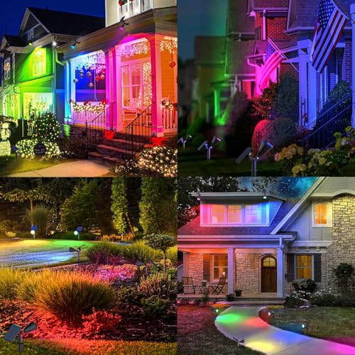 Forlife 7 Renk RGB 18 LED Spot Güneş Enerjili Bahçe Aydınlatması, Fotoselli, Aplik, 18W, Su Geçirmez Dış Mekan Solar Lamba, Duvar Ve Zemin Montajı (Kırmızı, Yeşil, Mavi, Amber, Mor, Beyaz, Turkuaz)