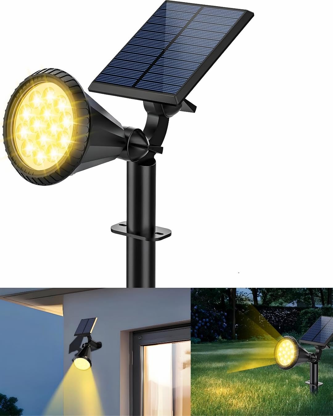 Forlife Gün Işığı18 LED Spot Güneş Enerjili Bahçe Aydınlatma Lambası, Fotoselli, Spike Aplik, 18W Su Geçirmez Dış Mekan Solar Lamba, Ağaç, Veranda, Havuz, Duvar Ve Zemin Montajına Uygundur 42 CM