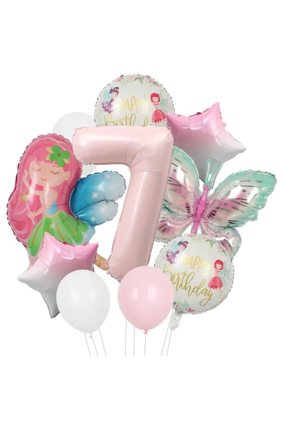 Peri Kızı Kelebekli Doğum Günü Yaş Balon Set, 7