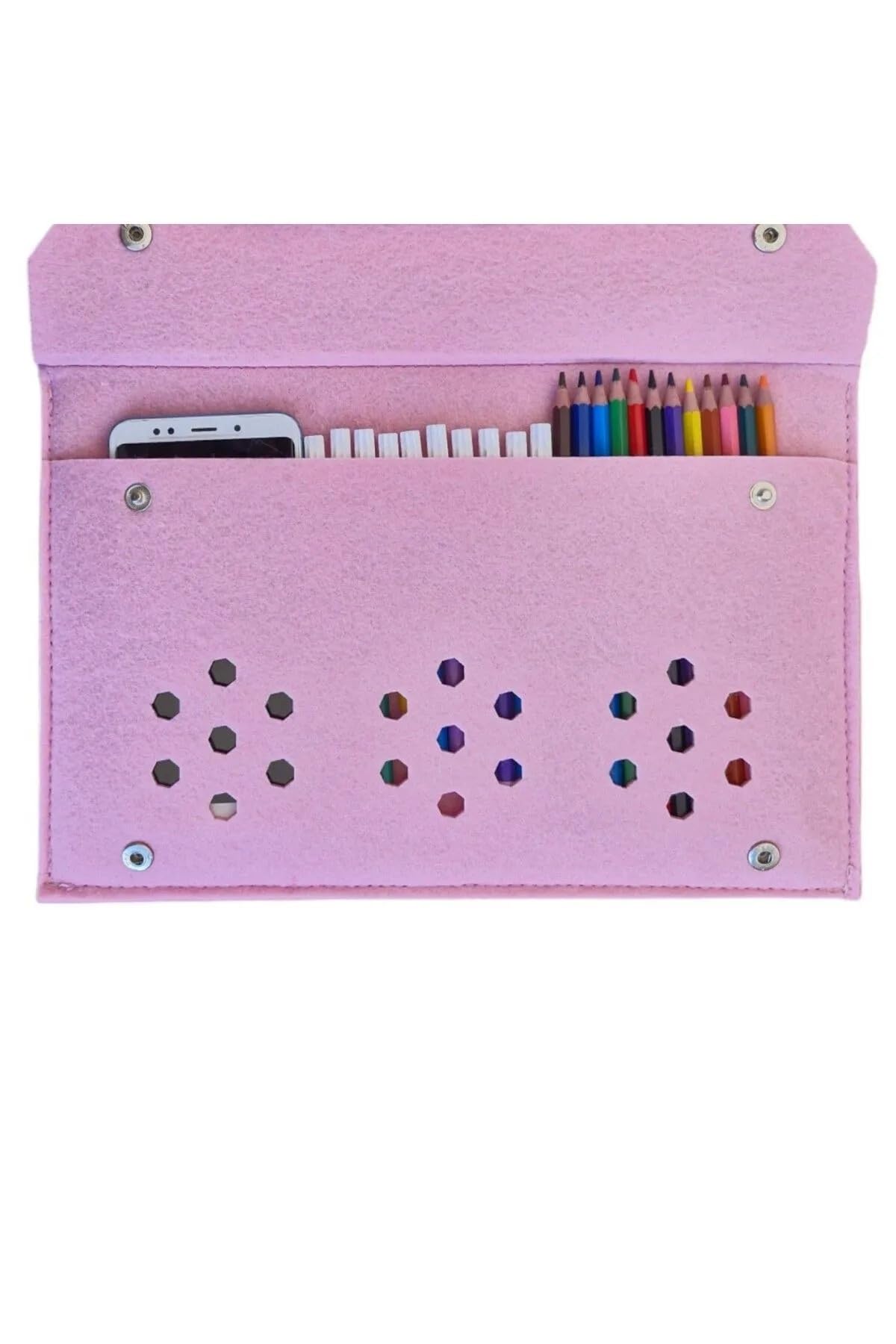 FIGIZA Keçe Kalemlik ve Tablet Organizer Çanta – 4 Bölmeli, A4 Boyut, Çok Amaçlı Defter Boya Düzenleyici Çanta (pembe)