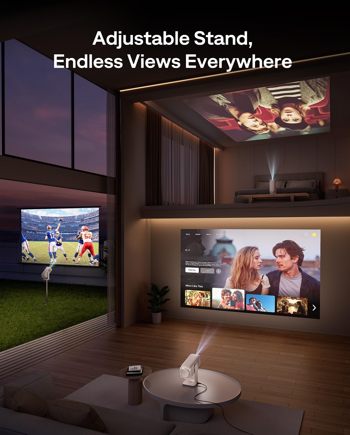 Aurzen BOOM Air Taşınabilir Google TV Projektörü WiFi ve Bluetooth Özellikli, ı İçin Akıllı Projektör, USB-C ile Güçlendirilmiş, 4K Destekli, Gerçek Zamanlı Odaklanma, Dolby Ses, Ayarlanabilir Stand,